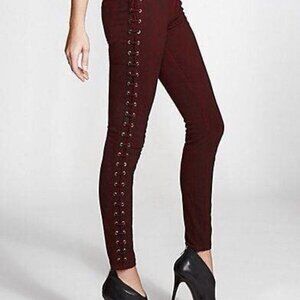 Guess Kate Skinny Merlot Lace Up Side Jeans
